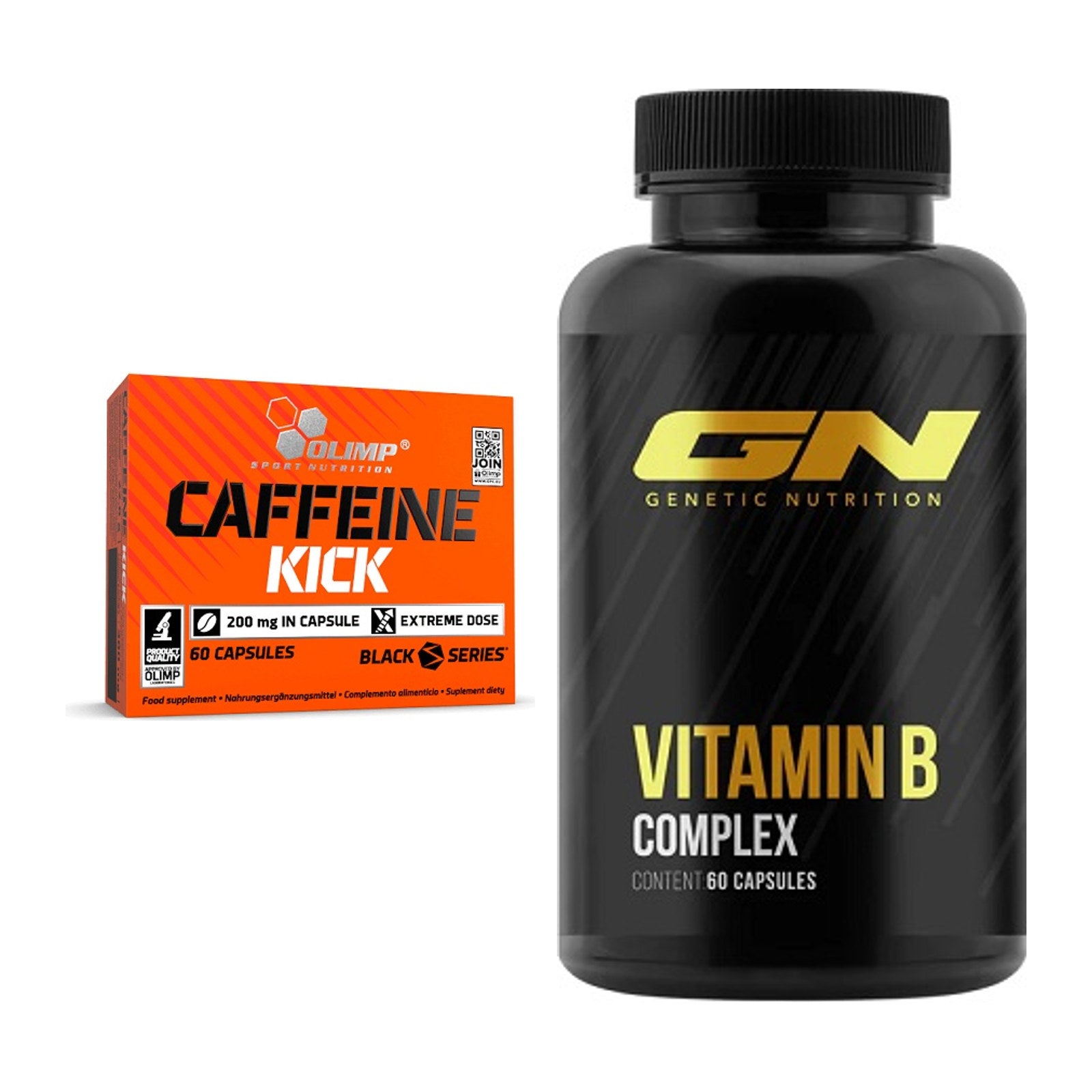 Koffein & B-Vitamine: Olimp Caffeine Kick + GN Vitamin B-Complex – alle enthaltenen Artikel
