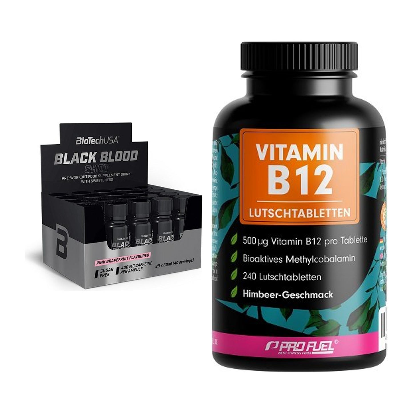 Koffein & B-Vitamine: BioTech Black Blood + ProFuel Vitamin B12 – alle enthaltenen Artikel