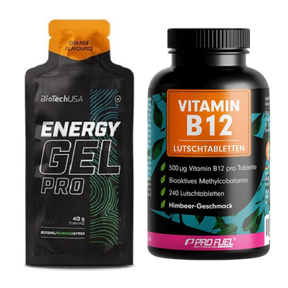 Koffein & B-Vitamine: BioTech Energy Gel Pro + ProFuel Vitamin B12 240 – alle enthaltenen Artikel