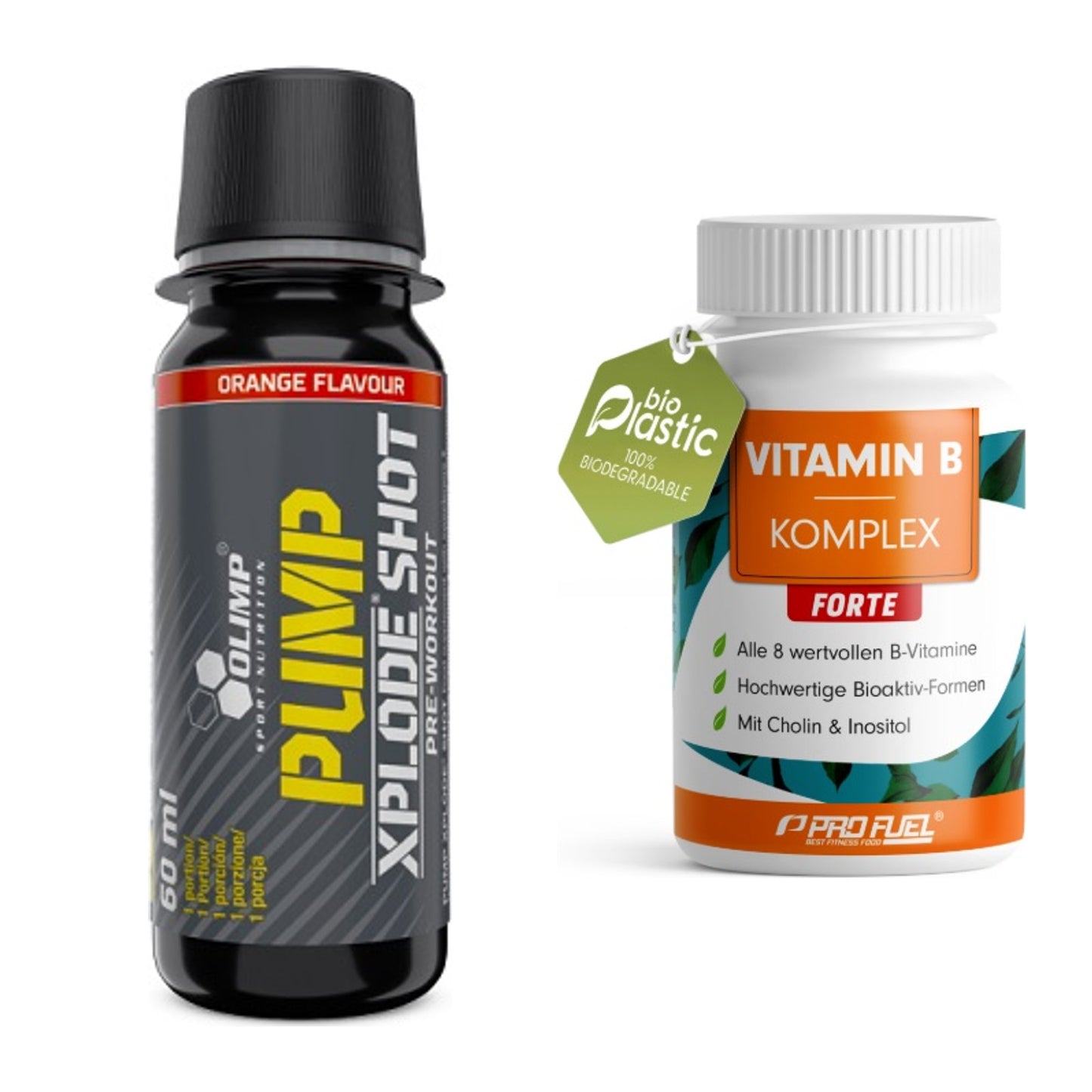 Koffein & B-Vitamine: Olimp Pump Xplode Shot + ProFuel Vitamin B – alle enthaltenen Artikel