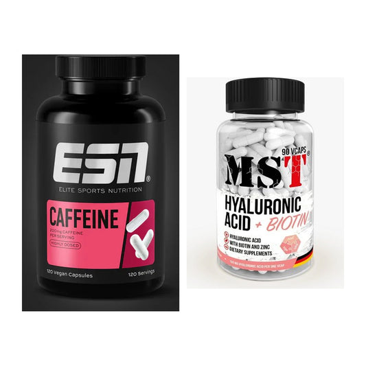 Koffein & B-Vitamine: ESN Caffeine Caps + MST Hyaluronic Acid 150 mg – alle enthaltenen Artikel
