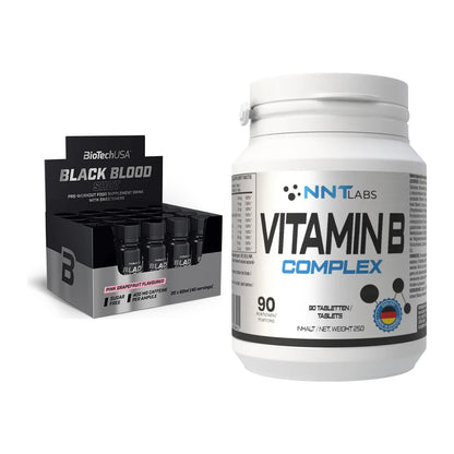 Koffein & B-Vitamine: BioTech Black Blood Shot + NNT Vitamin B Complex – alle enthaltenen Artikel
