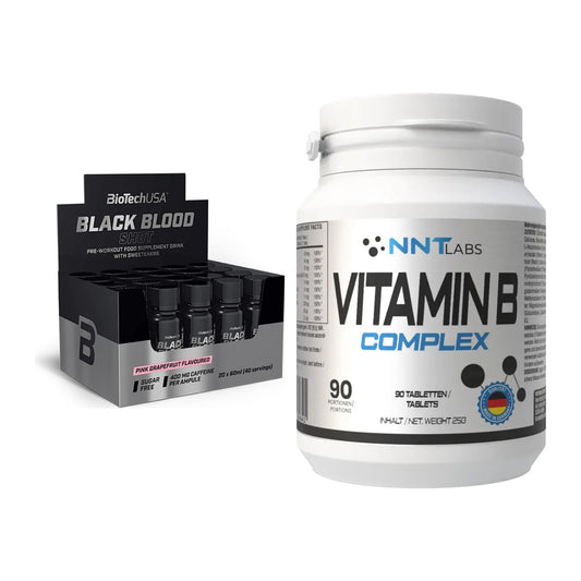 Koffein & B-Vitamine: BioTech Black Blood Shot + NNT Vitamin B Complex – alle enthaltenen Artikel