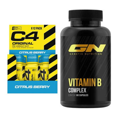 Koffein & B-Vitamine: Cellucor C4 Original Shot + GN Vitamin B-Complex – alle enthaltenen Artikel