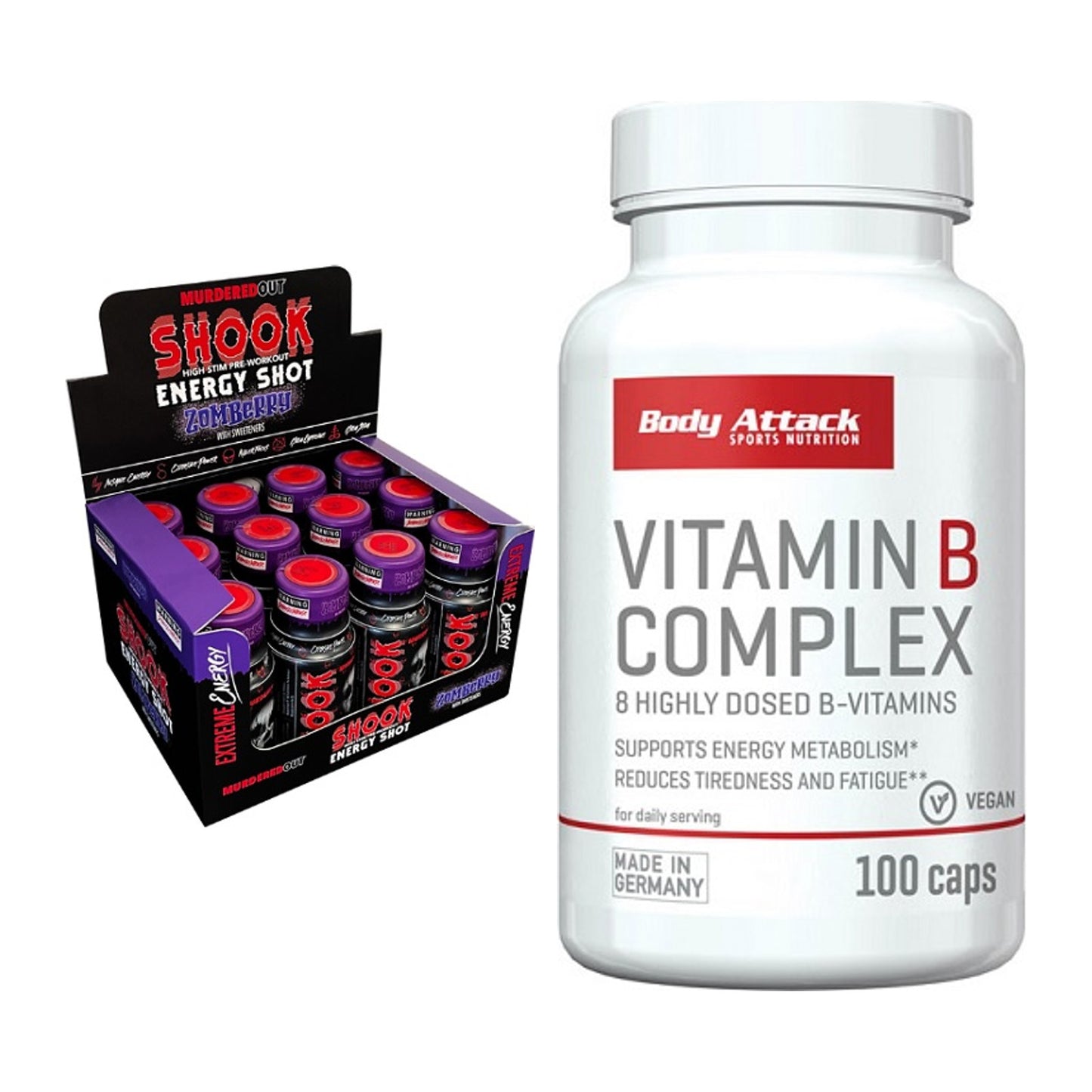 Koffein & B-Vitamine: Murdered Out Shook + Body Attack Vitamin – alle enthaltenen Artikel
