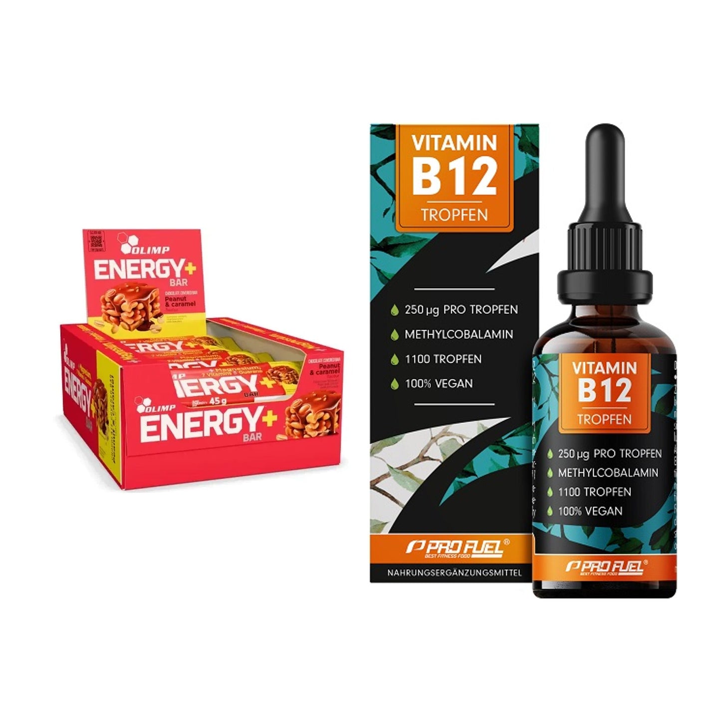 Koffein & B-Vitamine: Olimp Energy+ Bar + ProFuel Vitamin B12 – alle enthaltenen Artikel