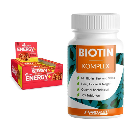 Koffein & B-Vitamine: Olimp Energy+ Bar + ProFuel BIOTIN Komplex – alle enthaltenen Artikel