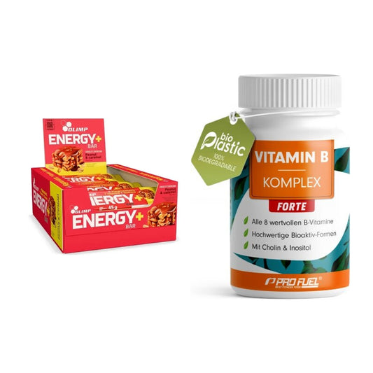 Koffein & B-Vitamine: Olimp Energy+ Bar 20 x + ProFuel Vitamin B – alle enthaltenen Artikel