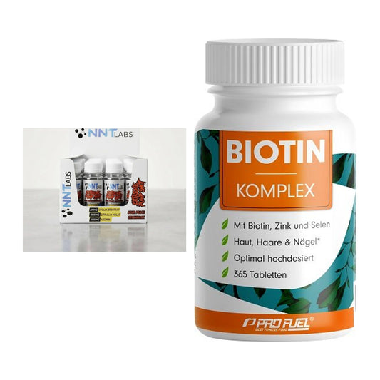 Koffein & B-Vitamine: NNT Extreme Pump Shot + ProFuel BIOTIN Komplex – alle enthaltenen Artikel