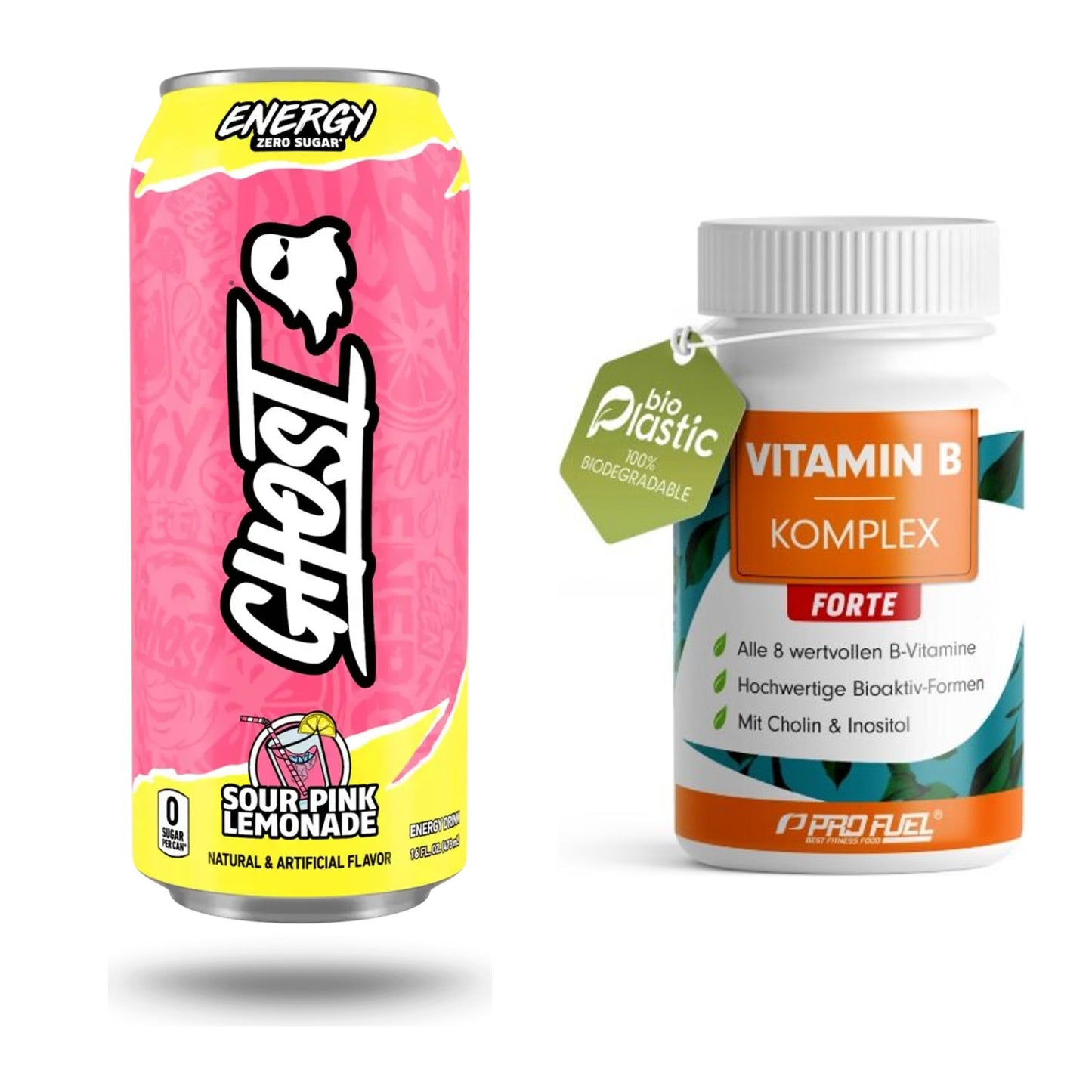 Koffein & B-Vitamine: Ghost Energy 12 x 500 + ProFuel Vitamin B – alle enthaltenen Artikel