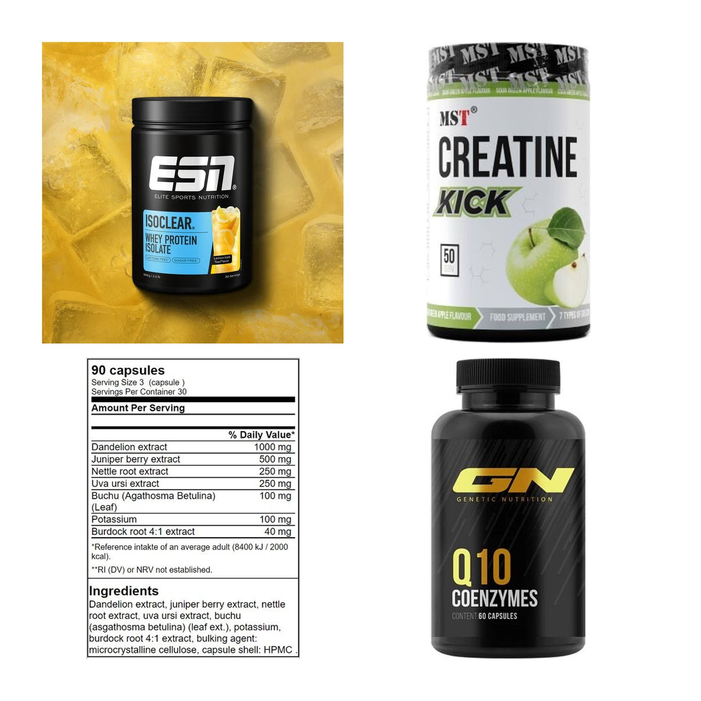 Wettkampfvorbereitung: ESN ISOCLEAR + MST Creatine + 2 weitere – alle enthaltenen Artikel