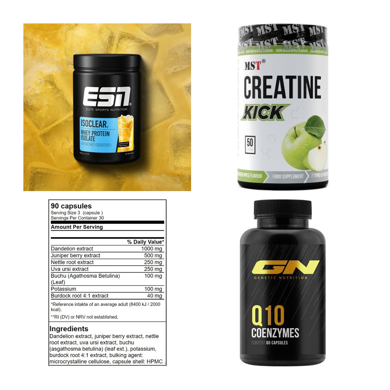 Wettkampfvorbereitung: ESN ISOCLEAR + MST Creatine + 2 weitere – alle enthaltenen Artikel