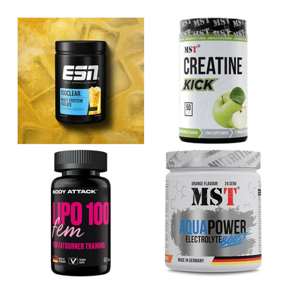Wettkampfvorbereitung: ESN ISOCLEAR + MST Creatine + 2 weitere – alle enthaltenen Artikel
