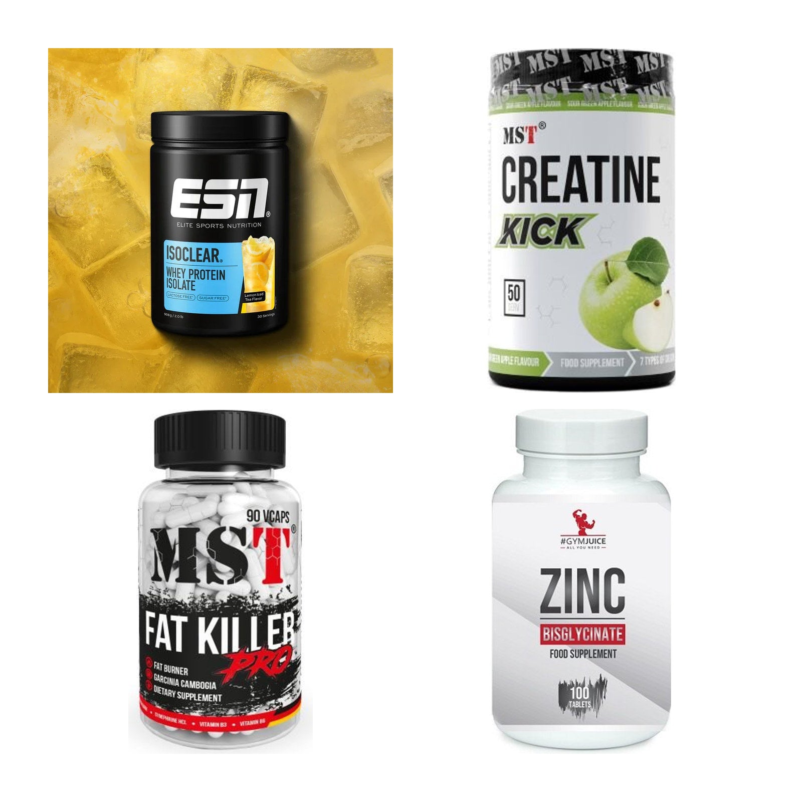 Wettkampfvorbereitung: ESN ISOCLEAR + MST Creatine + 2 weitere – alle enthaltenen Artikel