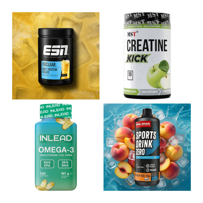Wettkampfvorbereitung: ESN ISOCLEAR + MST Creatine + 2 weitere – alle enthaltenen Artikel