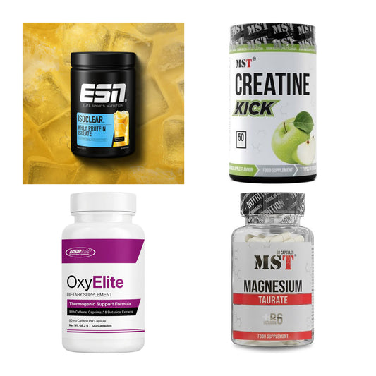 Wettkampfvorbereitung: ESN ISOCLEAR + MST Creatine + 2 weitere – alle enthaltenen Artikel