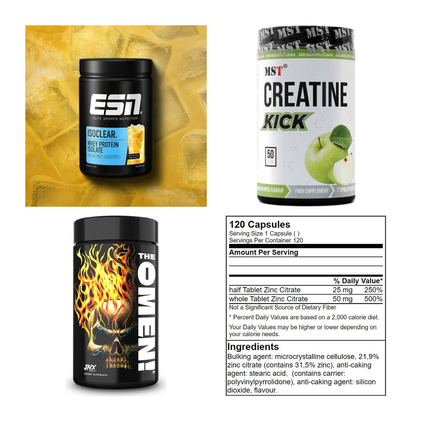 Wettkampfvorbereitung: ESN ISOCLEAR + MST Creatine + 2 weitere – alle enthaltenen Artikel