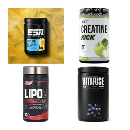 Wettkampfvorbereitung: ESN ISOCLEAR + MST Creatine + 2 weitere – alle enthaltenen Artikel
