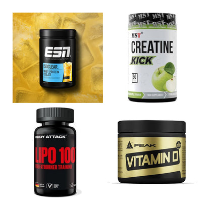 Wettkampfvorbereitung: ESN ISOCLEAR + MST Creatine + 2 weitere – alle enthaltenen Artikel