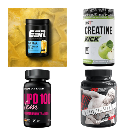 Wettkampfvorbereitung: ESN ISOCLEAR + MST Creatine + 2 weitere – alle enthaltenen Artikel