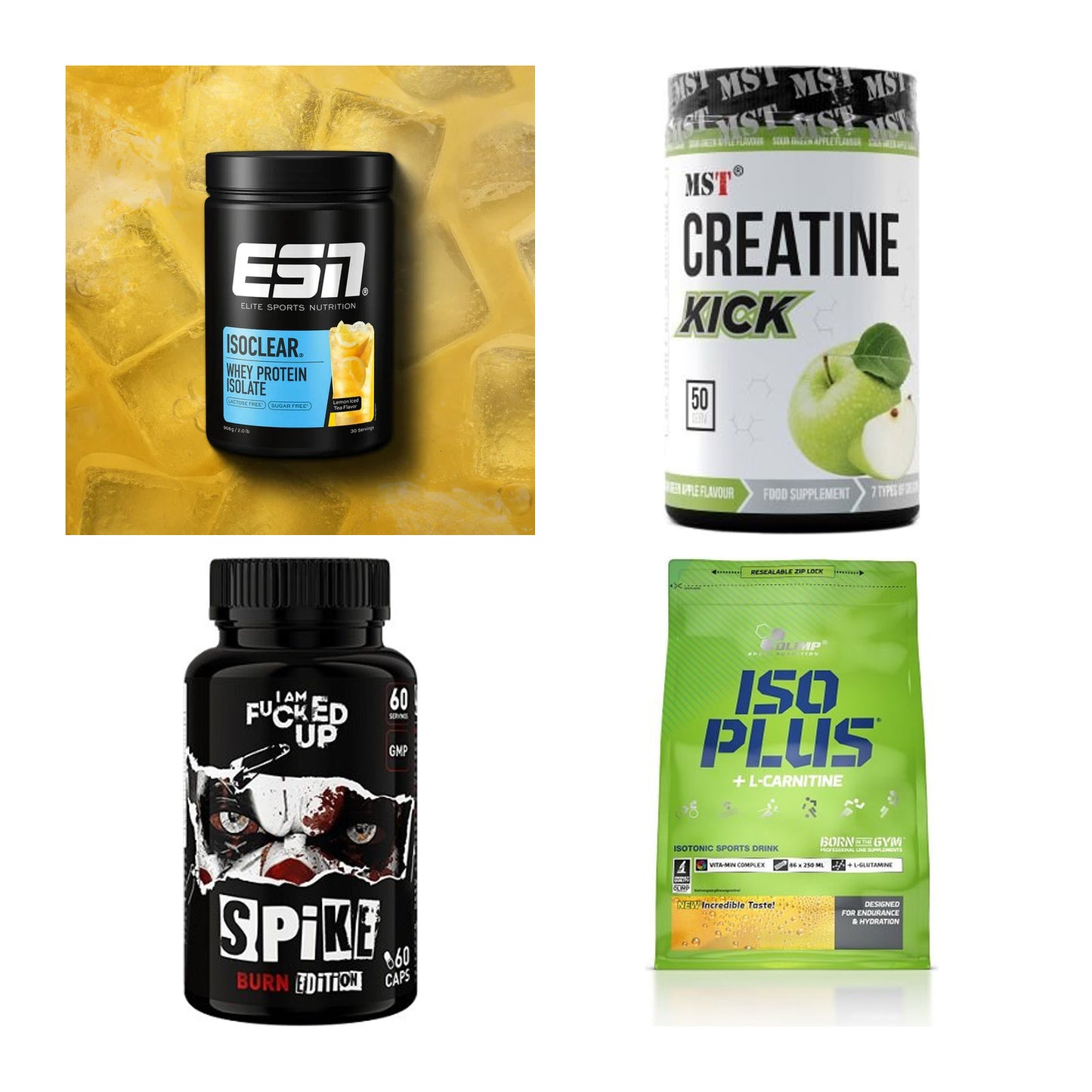 Wettkampfvorbereitung: ESN ISOCLEAR + MST Creatine + 2 weitere – alle enthaltenen Artikel