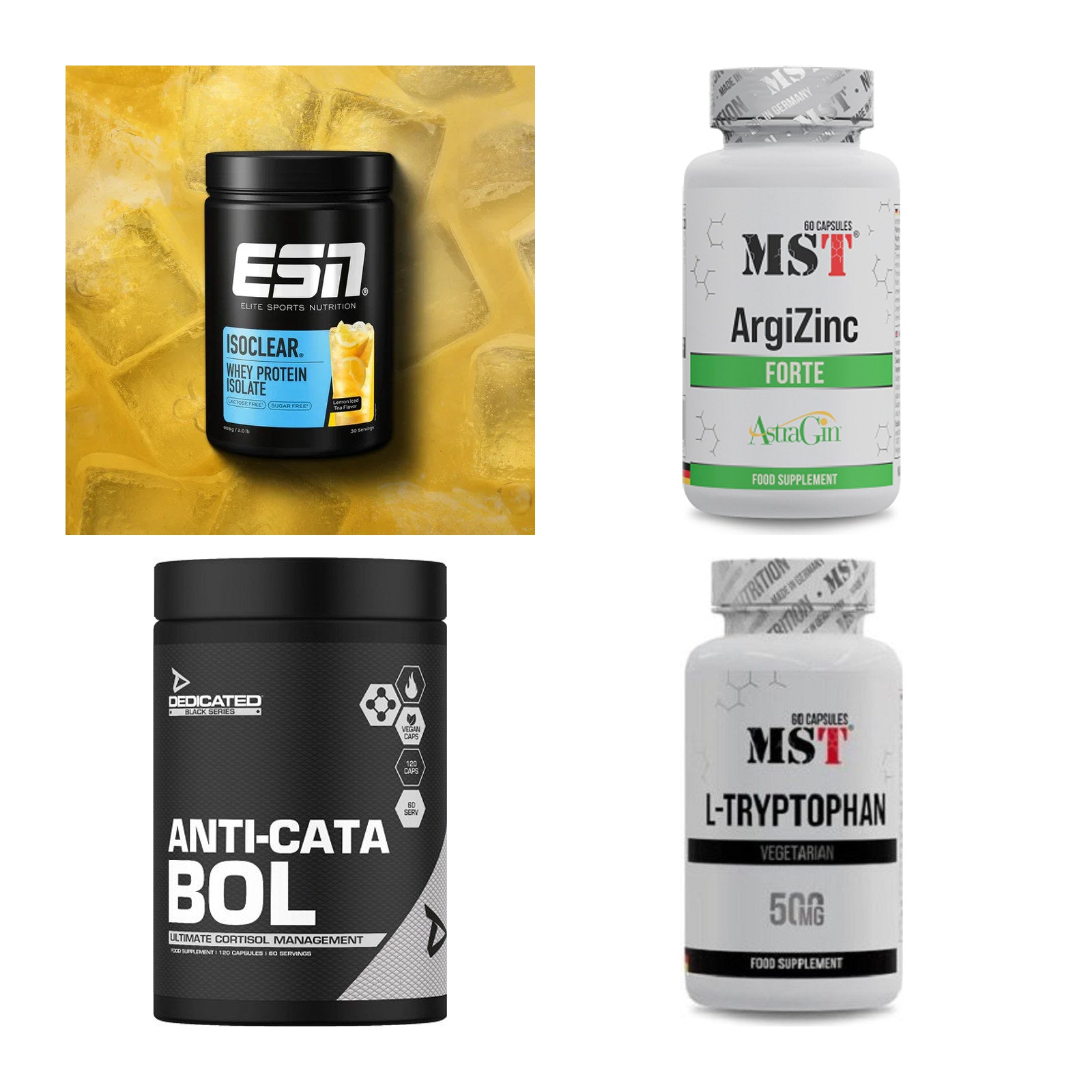 Wettkampfvorbereitung: ESN ISOCLEAR + MST ArgiZinc + 2 weitere – alle enthaltenen Artikel