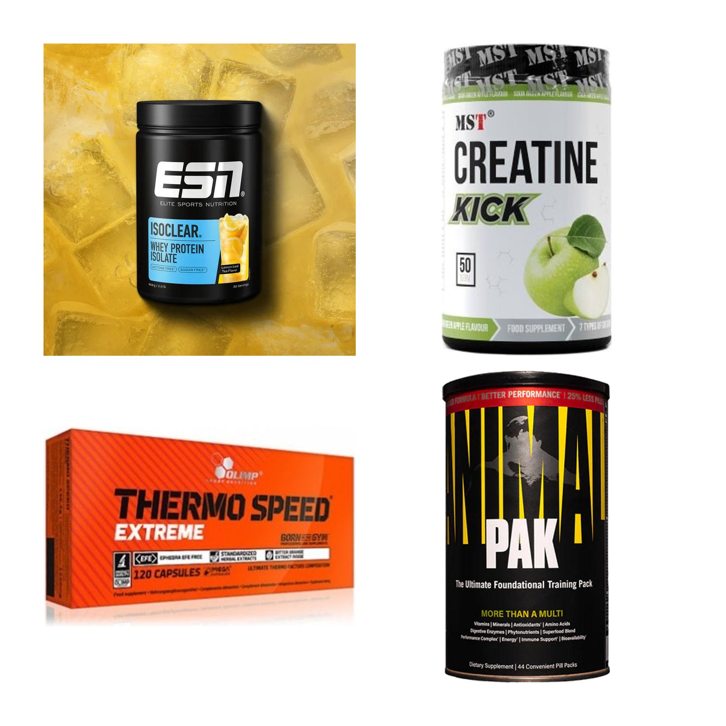 Wettkampfvorbereitung: ESN ISOCLEAR + MST Creatine + 2 weitere – alle enthaltenen Artikel