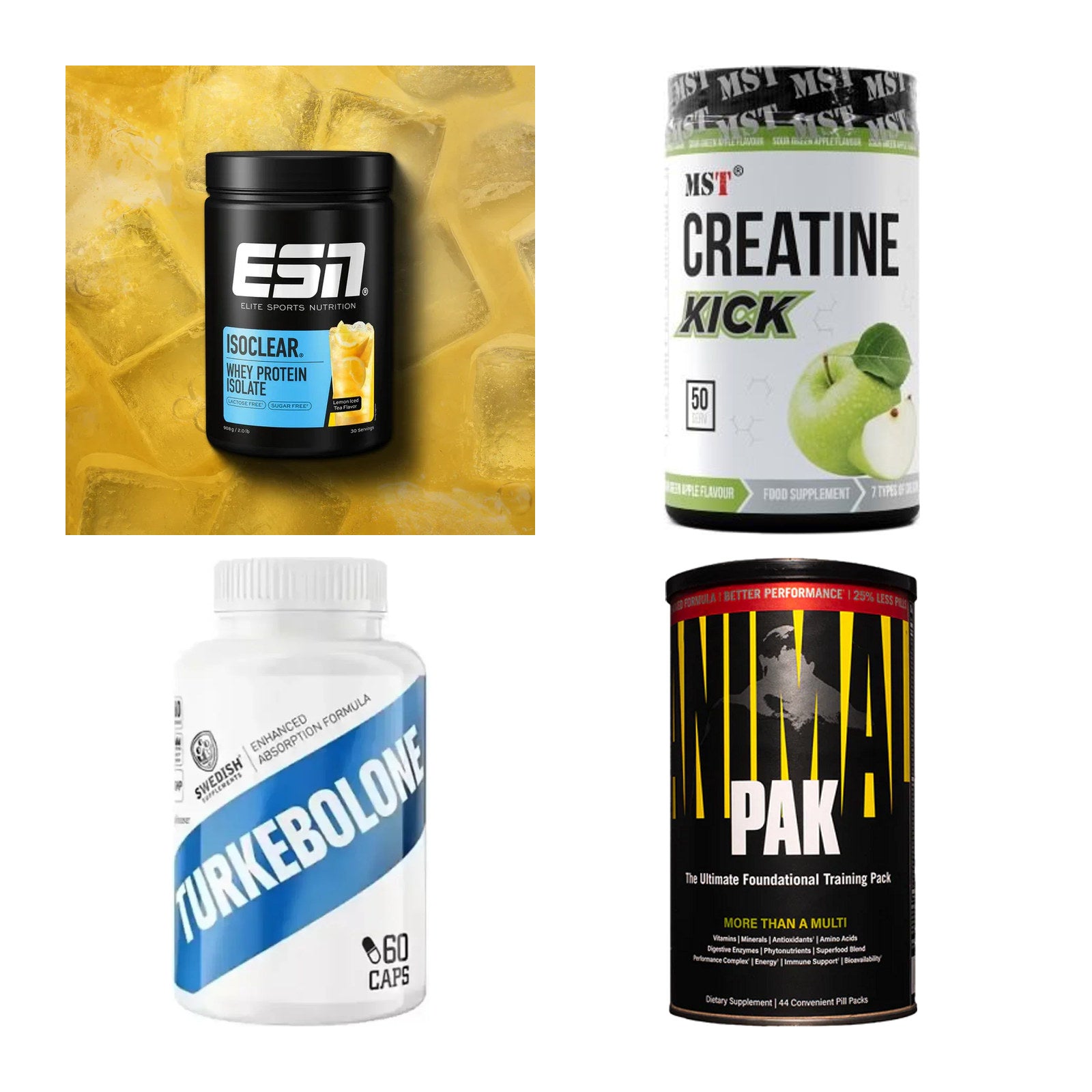 Wettkampfvorbereitung: ESN ISOCLEAR + MST Creatine + 2 weitere – alle enthaltenen Artikel
