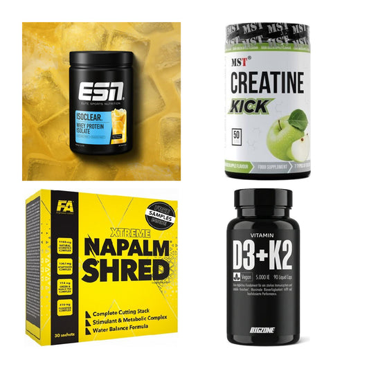 Wettkampfvorbereitung: ESN ISOCLEAR + MST Creatine + 2 weitere – alle enthaltenen Artikel