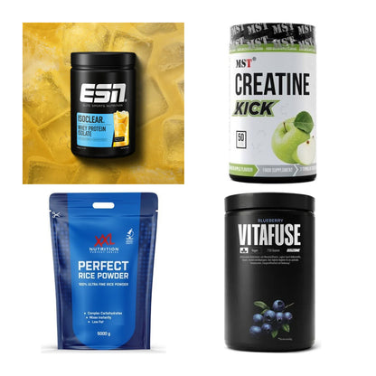 Wettkampfvorbereitung: ESN ISOCLEAR + MST Creatine + 2 weitere – alle enthaltenen Artikel