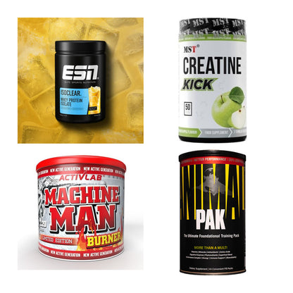 Wettkampfvorbereitung: ESN ISOCLEAR + MST Creatine + 2 weitere – alle enthaltenen Artikel