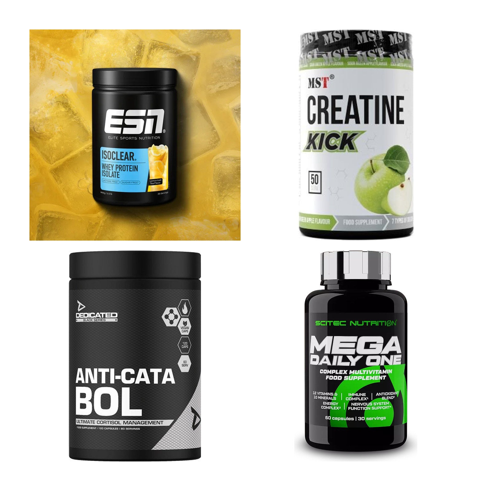 Wettkampfvorbereitung: ESN ISOCLEAR + MST Creatine + 2 weitere – alle enthaltenen Artikel