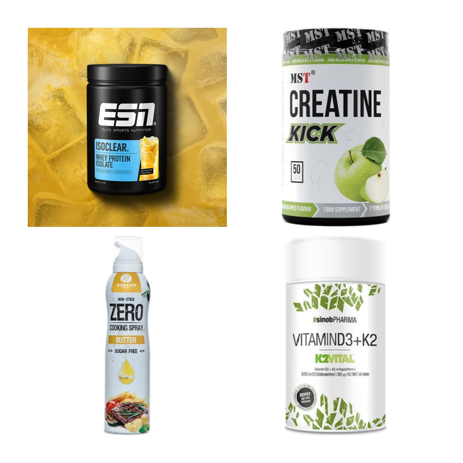 Wettkampfvorbereitung: ESN ISOCLEAR + MST Creatine + 2 weitere – alle enthaltenen Artikel