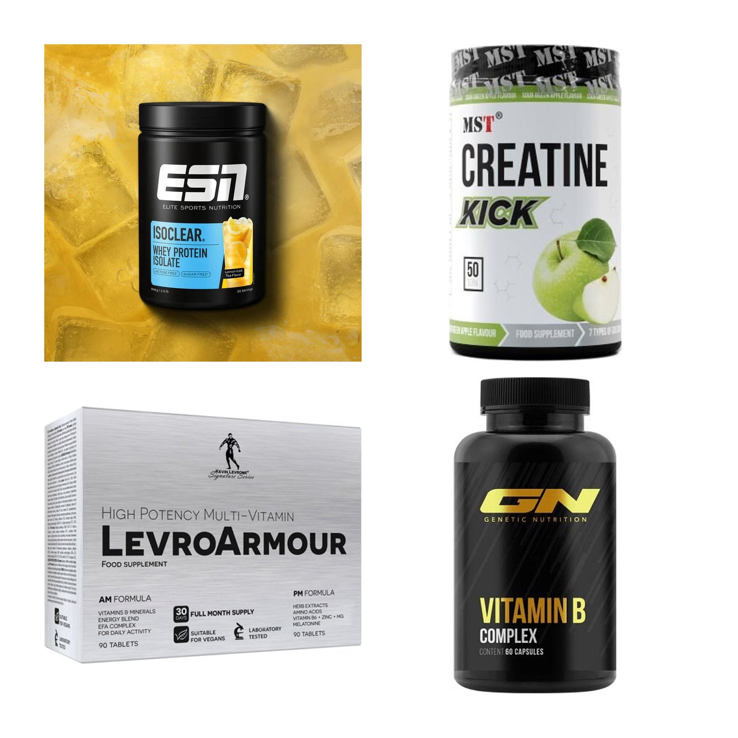 Wettkampfvorbereitung: ESN ISOCLEAR + MST Creatine + 2 weitere – alle enthaltenen Artikel