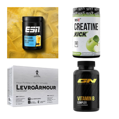 Wettkampfvorbereitung: ESN ISOCLEAR + MST Creatine + 2 weitere – alle enthaltenen Artikel