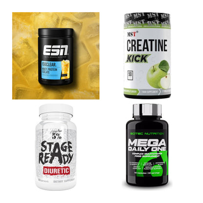 Wettkampfvorbereitung: ESN ISOCLEAR + MST Creatine + 2 weitere – alle enthaltenen Artikel