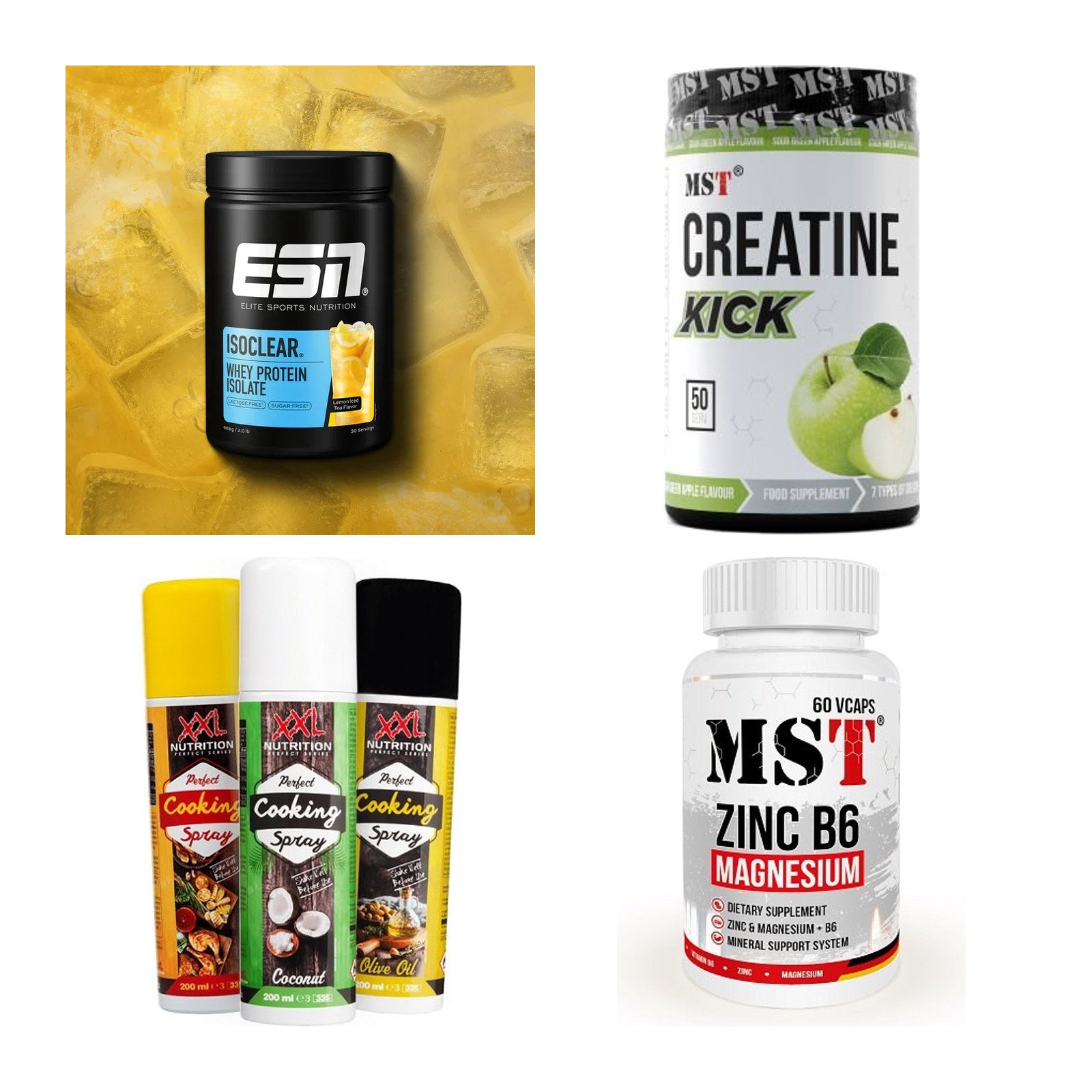 Wettkampfvorbereitung: ESN ISOCLEAR + MST Creatine + 2 weitere – alle enthaltenen Artikel