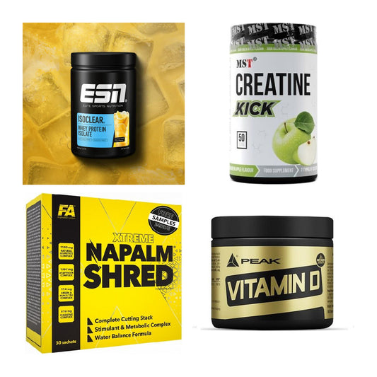 Wettkampfvorbereitung: ESN ISOCLEAR + MST Creatine + 2 weitere – alle enthaltenen Artikel