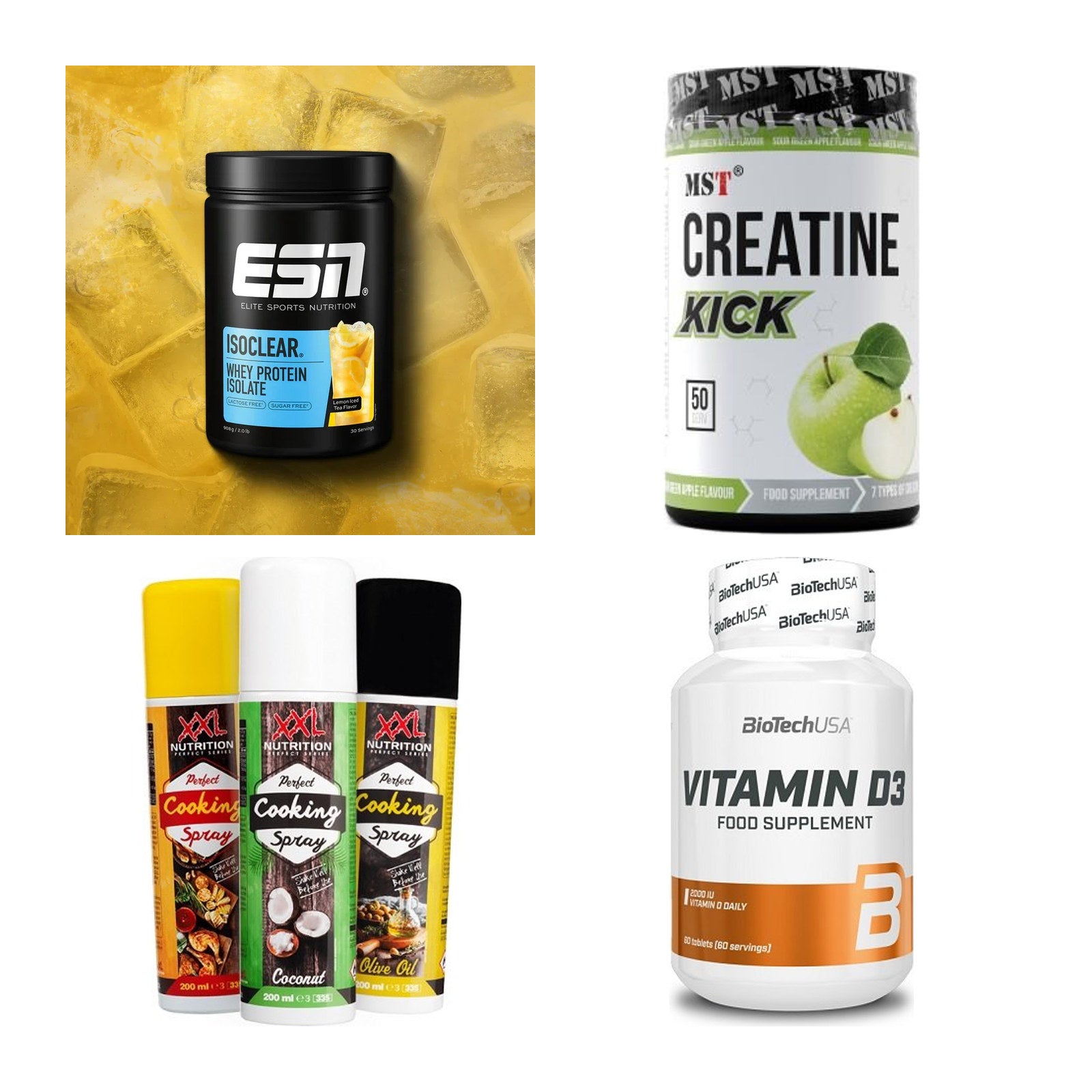 Wettkampfvorbereitung: ESN ISOCLEAR + MST Creatine + 2 weitere – alle enthaltenen Artikel