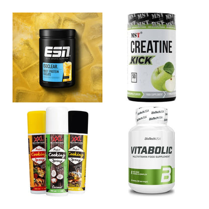 Wettkampfvorbereitung: ESN ISOCLEAR + MST Creatine + 2 weitere – alle enthaltenen Artikel