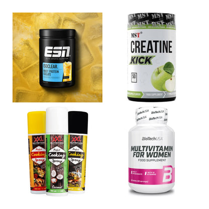 Wettkampfvorbereitung: ESN ISOCLEAR + MST Creatine + 2 weitere – alle enthaltenen Artikel