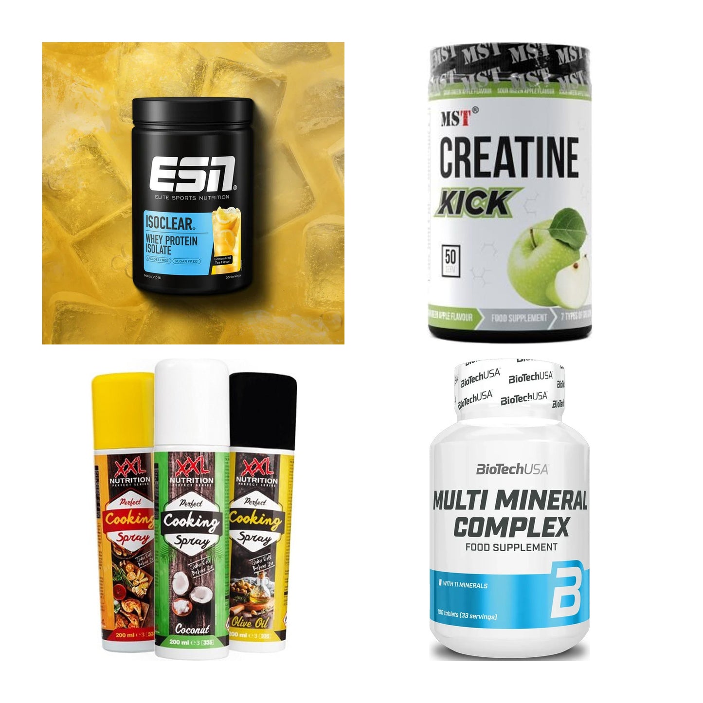 Wettkampfvorbereitung: ESN ISOCLEAR + MST Creatine + 2 weitere – alle enthaltenen Artikel
