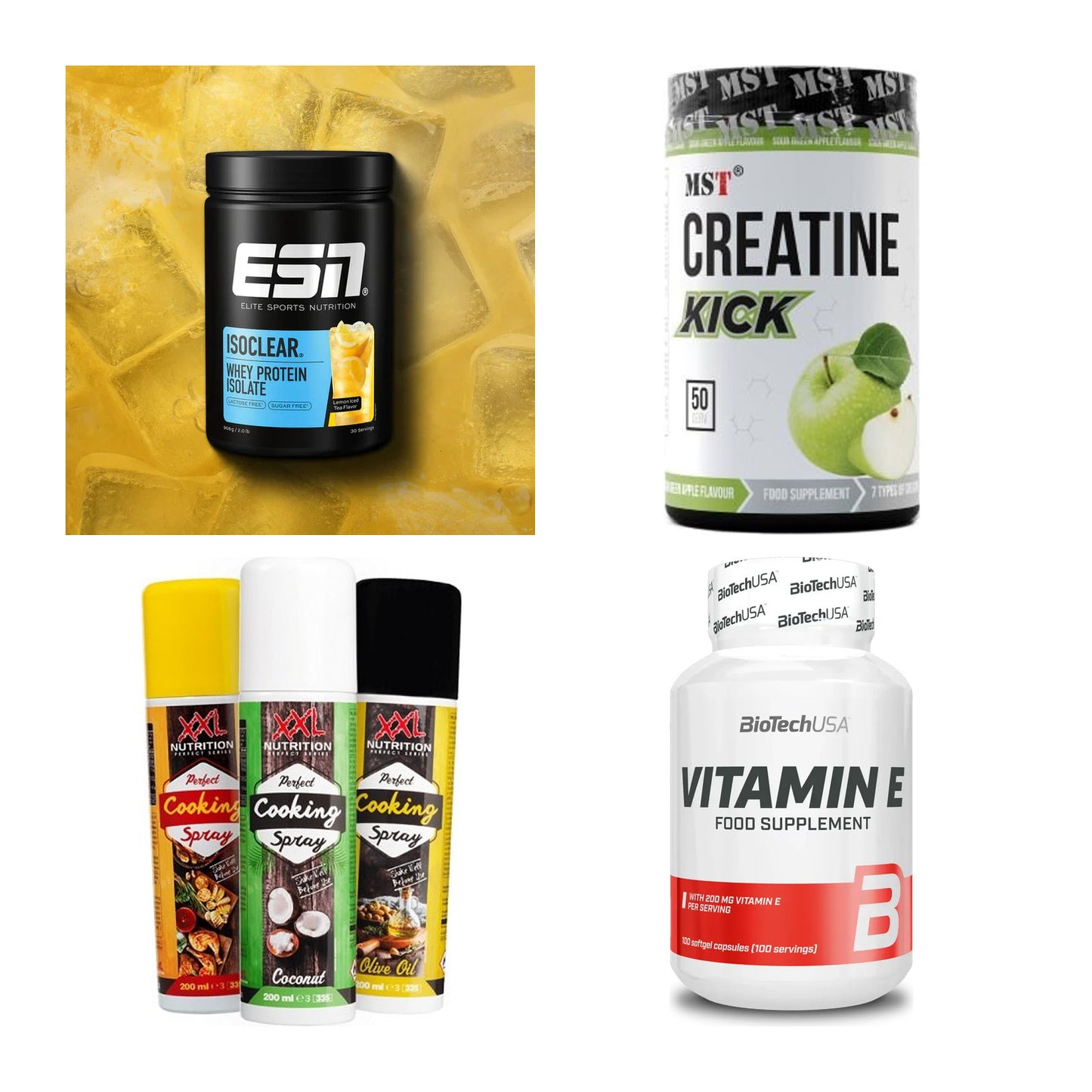 Wettkampfvorbereitung: ESN ISOCLEAR + MST Creatine + 2 weitere – alle enthaltenen Artikel