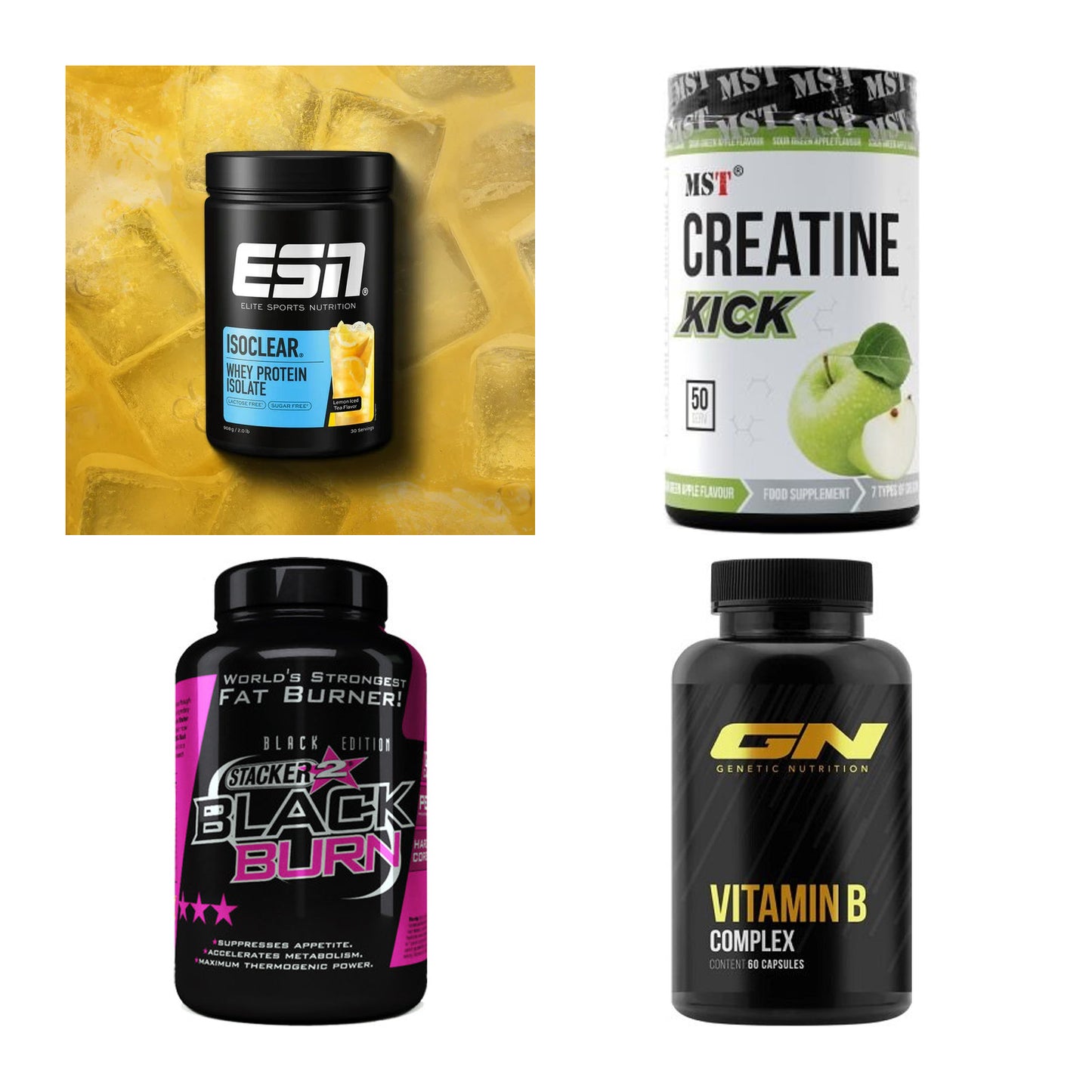 Wettkampfvorbereitung: ESN ISOCLEAR + MST Creatine + 2 weitere – alle enthaltenen Artikel