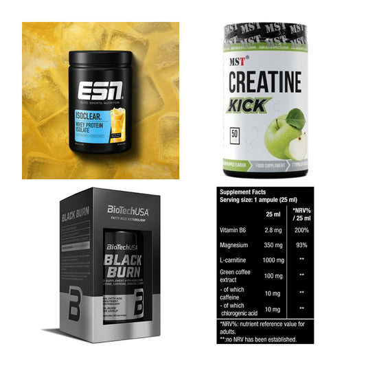 Wettkampfvorbereitung: ESN ISOCLEAR + MST Creatine + 2 weitere – alle enthaltenen Artikel