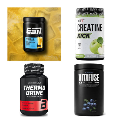 Wettkampfvorbereitung: ESN ISOCLEAR + MST Creatine + 2 weitere – alle enthaltenen Artikel