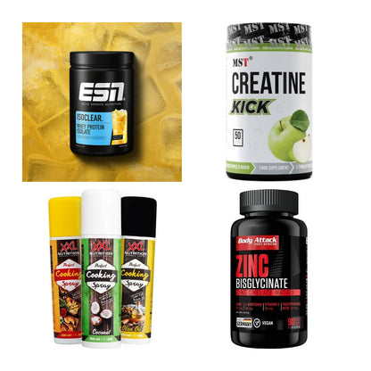 Wettkampfvorbereitung: ESN ISOCLEAR + MST Creatine + 2 weitere – alle enthaltenen Artikel