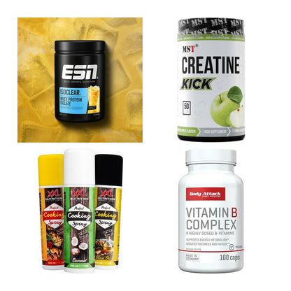 Wettkampfvorbereitung: ESN ISOCLEAR + MST Creatine + 2 weitere – alle enthaltenen Artikel