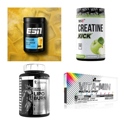 Wettkampfvorbereitung: ESN ISOCLEAR + MST Creatine + 2 weitere – alle enthaltenen Artikel