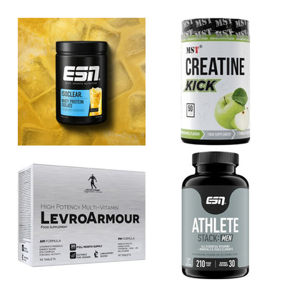 Wettkampfvorbereitung: ESN ISOCLEAR + MST Creatine + 2 weitere – alle enthaltenen Artikel